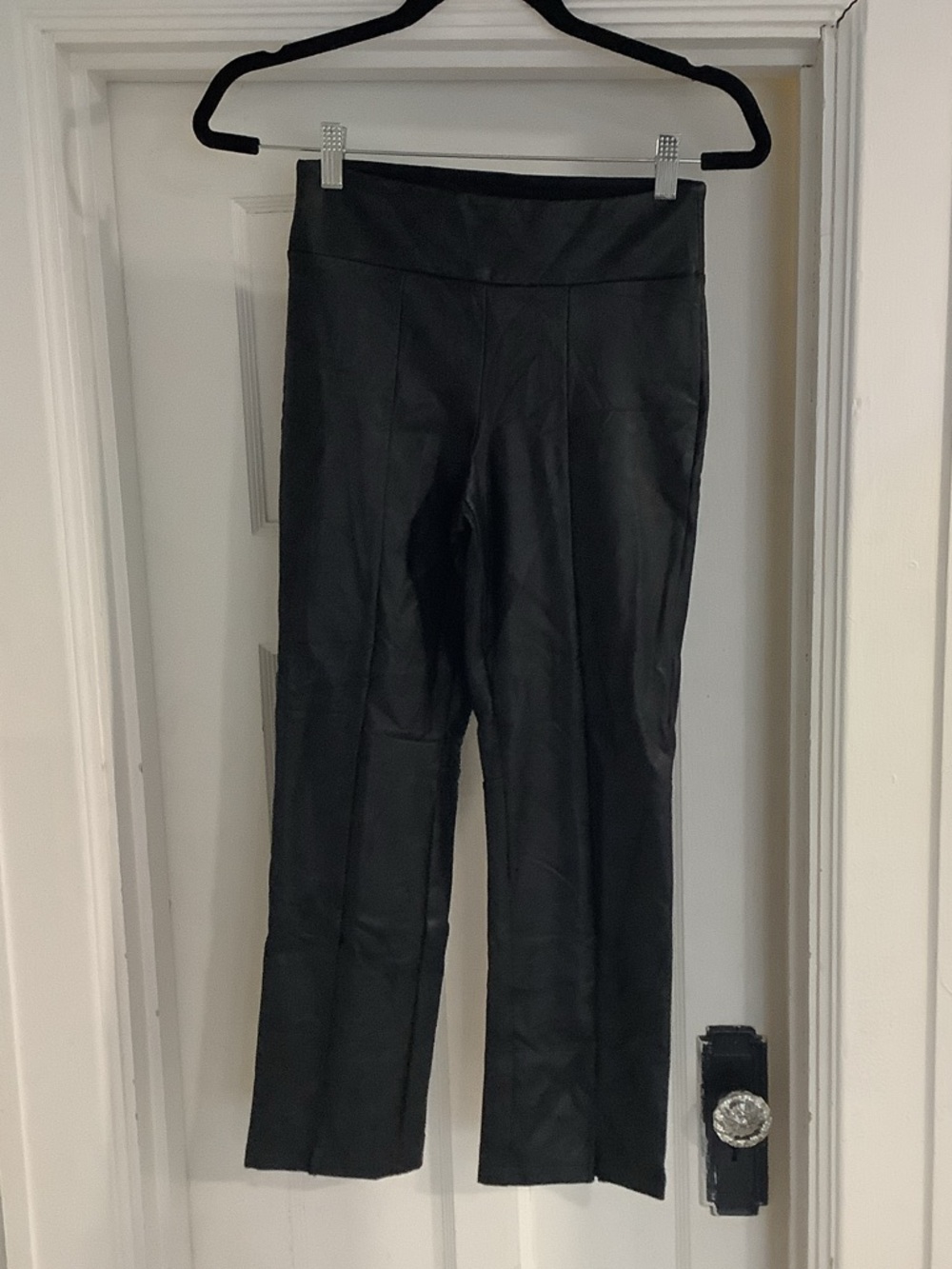 High-Waist Black Wide-Leg Faux Leather Pants
